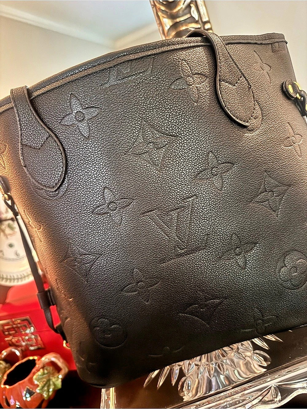 Fashion unbranded Monogram Tote in Black Like New